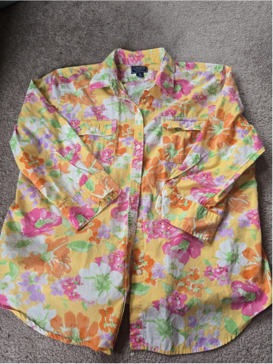 Chaps Tops - Vintage Chaps Classics Floral Button-Down Shirt – Women's XL Multicolor Y2K *259